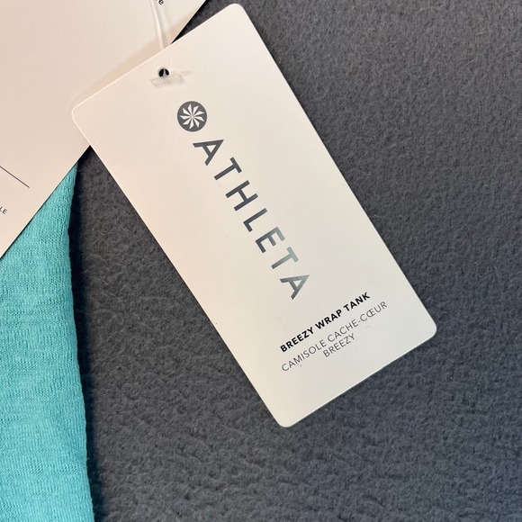 Athleta Breezy Wrap Tank Top Sz Small Blue Teal Athleisure Coastal Fem Modal NWT - Picture 4 of 9
